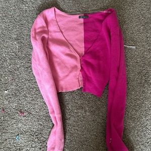 Double colored pink cropped long sleeve